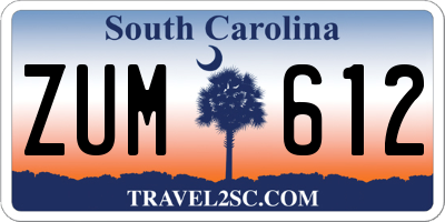 SC license plate ZUM612