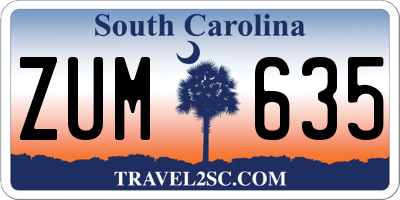 SC license plate ZUM635