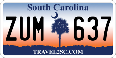 SC license plate ZUM637