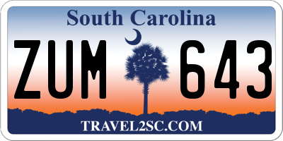 SC license plate ZUM643
