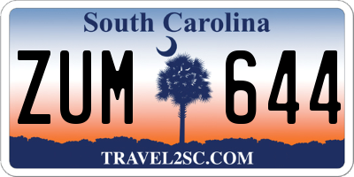 SC license plate ZUM644