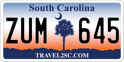 SC license plate ZUM645
