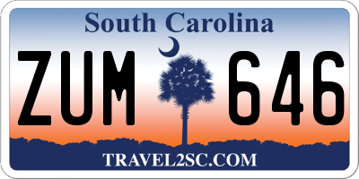 SC license plate ZUM646
