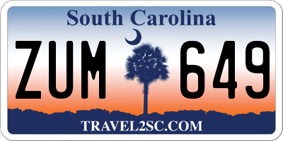 SC license plate ZUM649