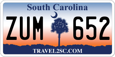 SC license plate ZUM652