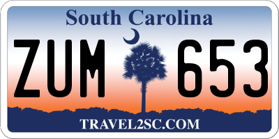 SC license plate ZUM653
