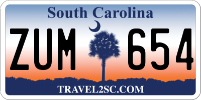 SC license plate ZUM654