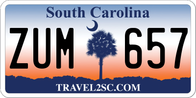SC license plate ZUM657