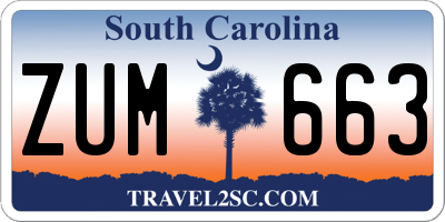 SC license plate ZUM663