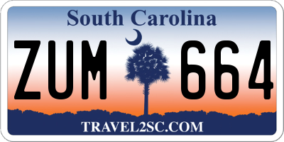 SC license plate ZUM664