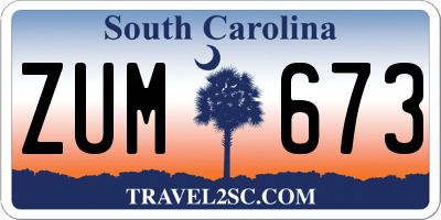 SC license plate ZUM673