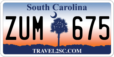 SC license plate ZUM675