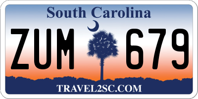 SC license plate ZUM679