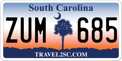 SC license plate ZUM685