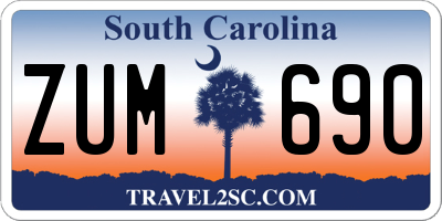 SC license plate ZUM690