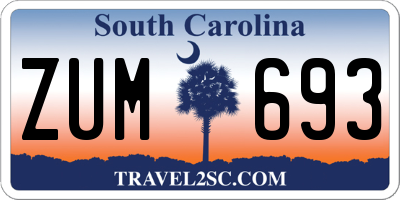 SC license plate ZUM693