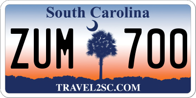 SC license plate ZUM700