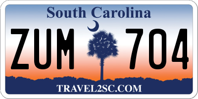 SC license plate ZUM704