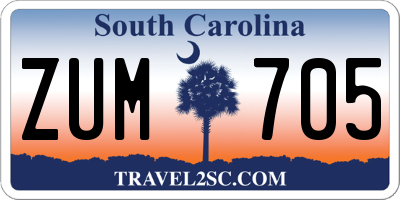 SC license plate ZUM705