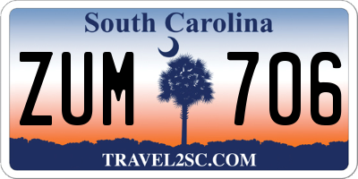 SC license plate ZUM706