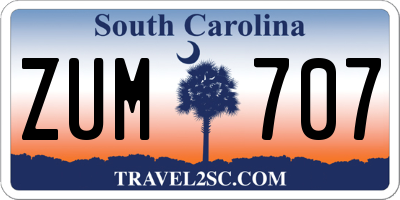 SC license plate ZUM707