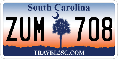 SC license plate ZUM708