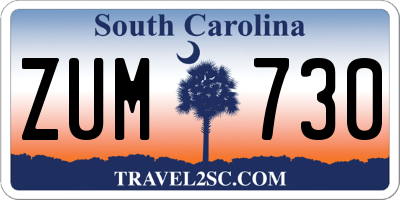 SC license plate ZUM730