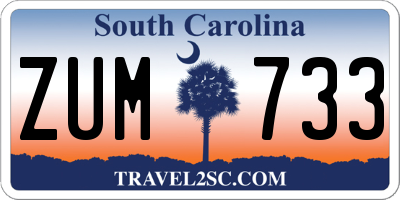 SC license plate ZUM733