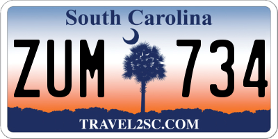 SC license plate ZUM734