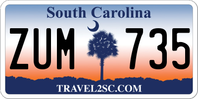SC license plate ZUM735