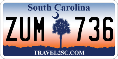 SC license plate ZUM736