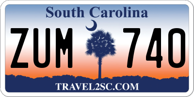 SC license plate ZUM740