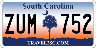 SC license plate ZUM752