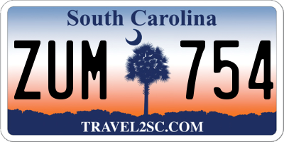SC license plate ZUM754