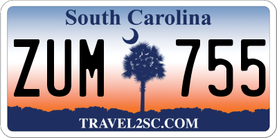 SC license plate ZUM755