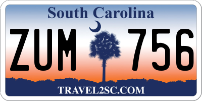 SC license plate ZUM756