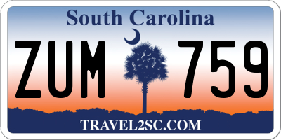 SC license plate ZUM759
