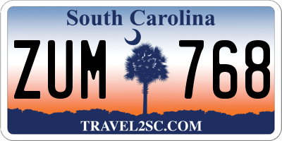 SC license plate ZUM768