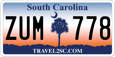 SC license plate ZUM778