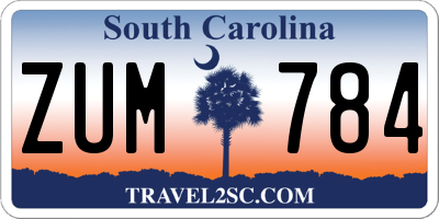 SC license plate ZUM784