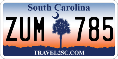 SC license plate ZUM785