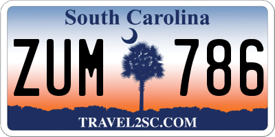 SC license plate ZUM786