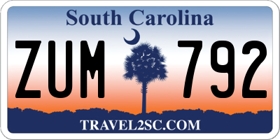 SC license plate ZUM792