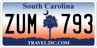 SC license plate ZUM793