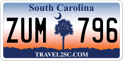 SC license plate ZUM796
