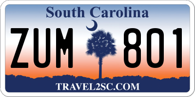 SC license plate ZUM801