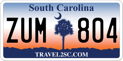 SC license plate ZUM804