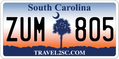 SC license plate ZUM805