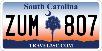 SC license plate ZUM807