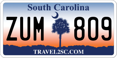 SC license plate ZUM809